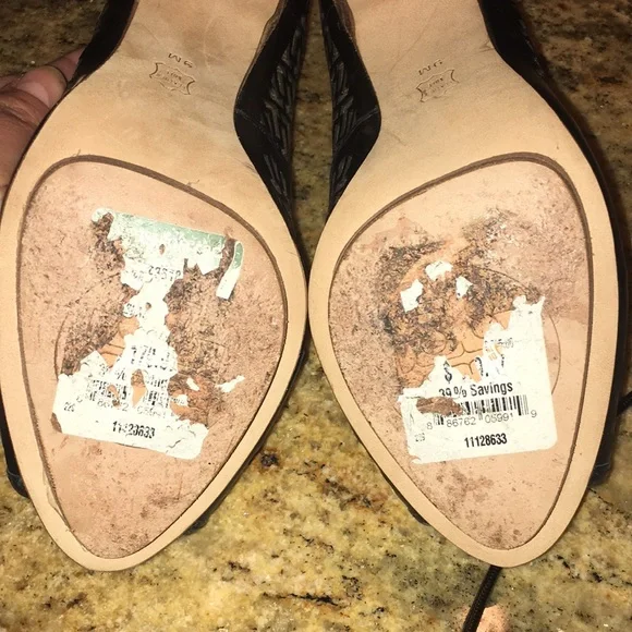 Tory Burch Reagan Heels Open Toe Stilettos Black/Cream - Size 9 - Picture 14 of 16